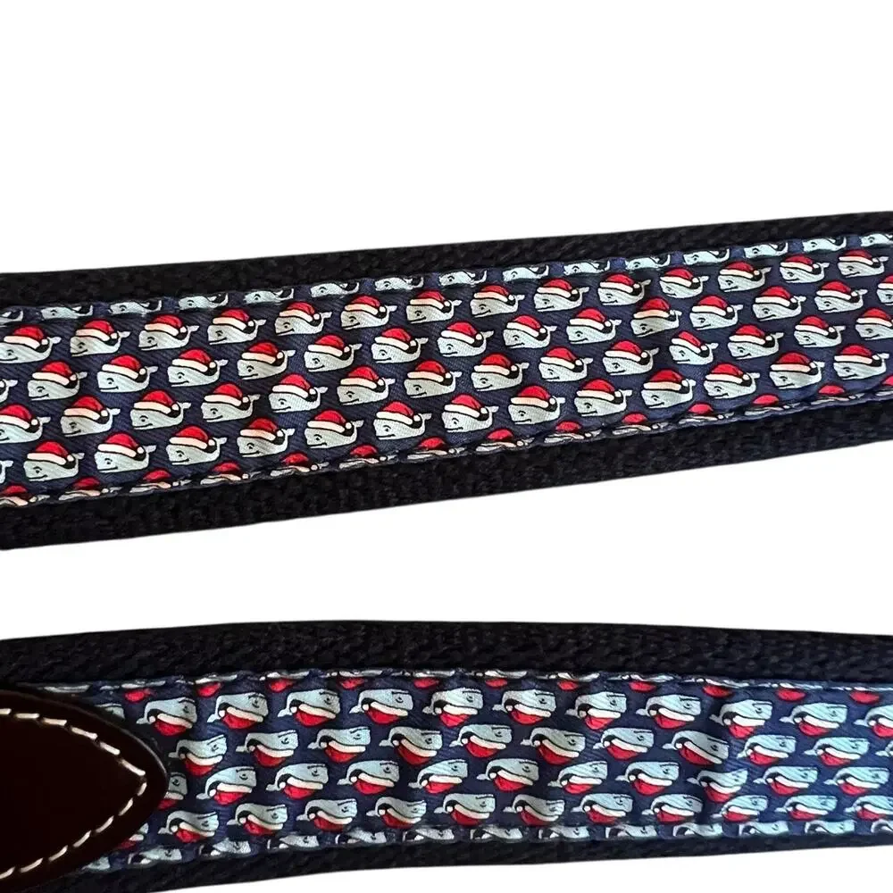 Vineyard Vines Boys Whale Belt, Santa Hat Holiday Print, Leather & Canvas